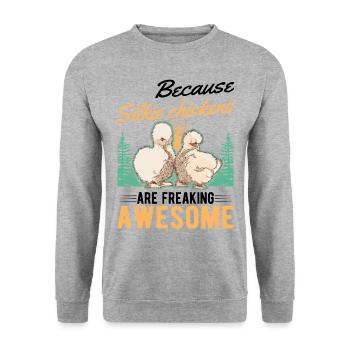 Parce que les poulets Silkie sont géniaux - Sweat-shirt Unisexe - gris chiné - Devant - Alina (178cm) & Michal (187cm)