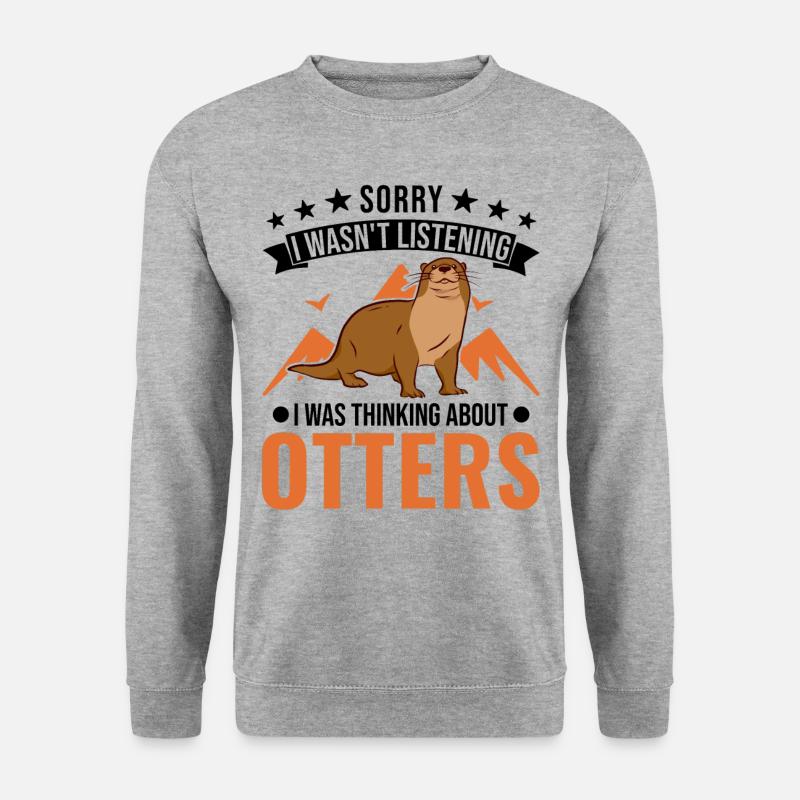 Otter Geschenk Fischotter Seeotter - Unisex Pullover - Weißgrau meliert