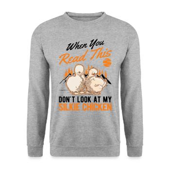 Silk Chicken Cadeau Silkie Chicken Silkie Chicken - Sweat-shirt Unisexe - gris chiné - Devant - Alina (178cm) & Michal (187cm)