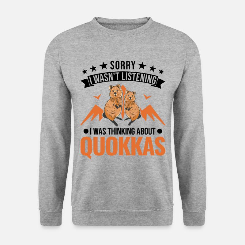 Quokka Geschenk Kurzschwanzkänguru - Unisex Pullover - Weißgrau meliert