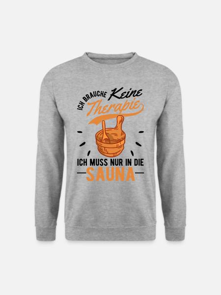 Sauna Therapie Saunameister Saunagänger - Unisex Pullover - Weißgrau meliert