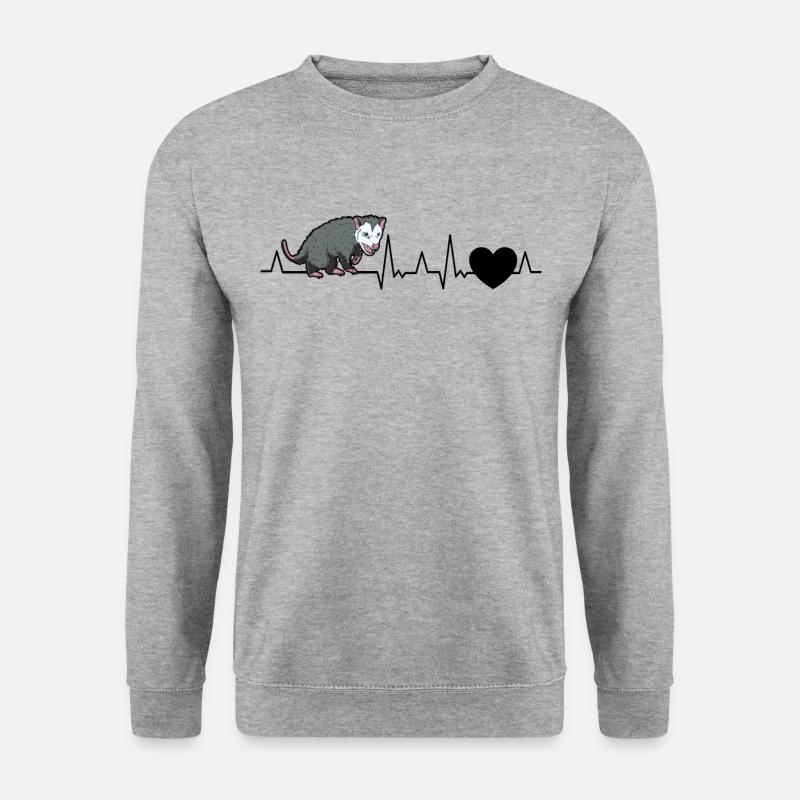 Opossum Herzschlag Possum Beutelratte - Unisex Pullover - Weißgrau meliert
