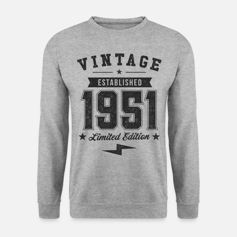 Jahrgang 1951 - Unisex Pullover - Weißgrau meliert