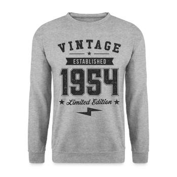 Vintage 1954 - Unisex Sweatshirt - salt & pepper - Front - Alina (178cm) & Michal (187cm)