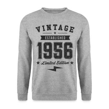 Millésime 1956 - Sweat-shirt Unisexe - gris chiné - Devant - Alina (178cm) & Michal (187cm)