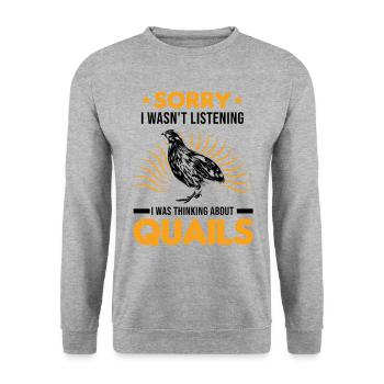 Avertissement caille reproductrice de cailles éleveur de cailles - Sweat-shirt Unisexe - gris chiné - Devant - Alina (178cm) & Michal (187cm)