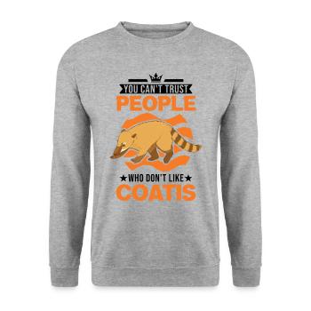 Coati Cadeau Coati Proboscis - Sweat-shirt Unisexe - gris chiné - Devant - Alina (178cm) & Michal (187cm)