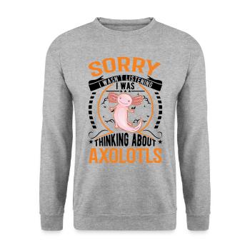 Axolotl Geschenk Schwanzlurch Axolotl - Unisex Pullover - Weißgrau meliert - Vorne - Alina (178cm) & Michal (187cm)