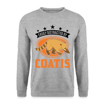 Easily distracted by Coatis coati - Unisex Sweatshirt - salt & pepper - Front - Alina (178cm) & Michal (187cm)