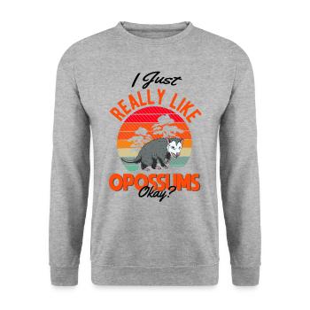 J’aime juste l’opossum marsupial d’Opossum - Sweat-shirt Unisexe - gris chiné - Devant - Alina (178cm) & Michal (187cm)