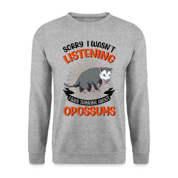 Opossum Cadeau Marsupial Opossum - Sweat-shirt Unisexe - gris chiné - Devant - Alina (178cm) & Michal (187cm)