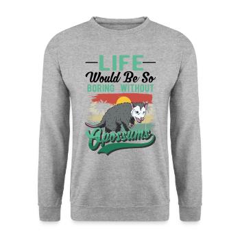 Opossum Cadeau Marsupial Opossum - Sweat-shirt Unisexe - gris chiné - Devant - Alina (178cm) & Michal (187cm)