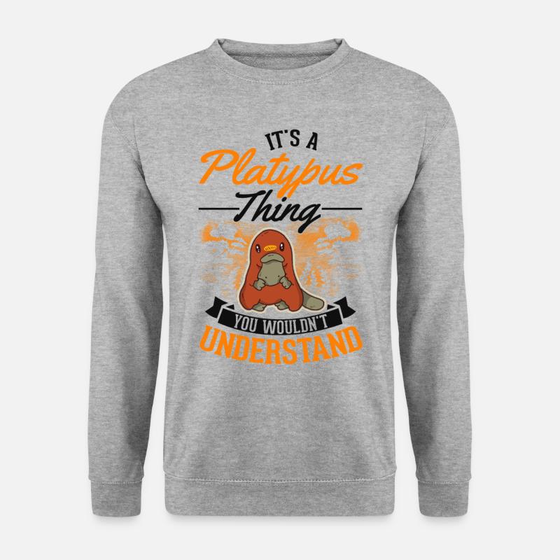 Schnabeltier Geschenk Platypus - Unisex Pullover - Weißgrau meliert