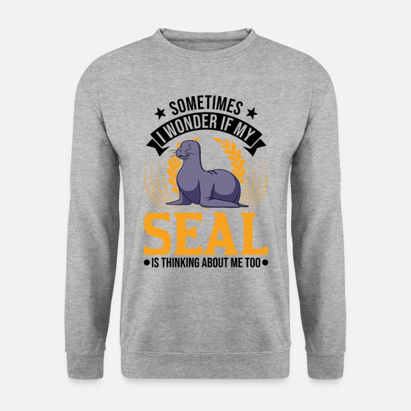 Robbe Geschenk Seehund Seelöwe - Unisex Pullover - Weißgrau meliert