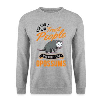 Opossum Cadeau Marsupial Opossum - Sweat-shirt Unisexe - gris chiné - Devant - Alina (178cm) & Michal (187cm)