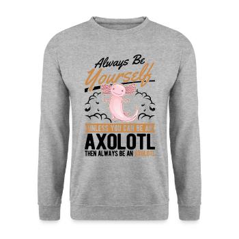 Always be yourself Axolotl - Unisex Pullover - Weißgrau meliert - Vorne - Alina (178cm) & Michal (187cm)