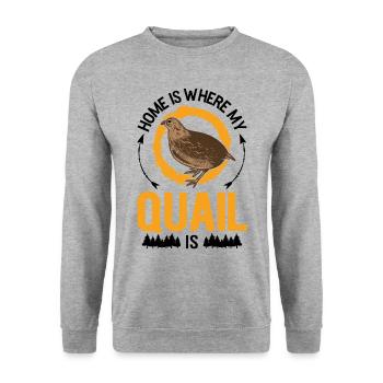 Zuhause ist wo meine Wachtel ist - Unisex Pullover - Weißgrau meliert - Vorne - Alina (178cm) & Michal (187cm)