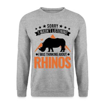 Rhinocéros Cadeau Rhino Rhinocéros - Sweat-shirt Unisexe - gris chiné - Devant - Alina (178cm) & Michal (187cm)