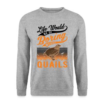 Warning quail quail breeding quail breeder - Unisex Sweatshirt - salt & pepper - Front - Alina (178cm) & Michal (187cm)