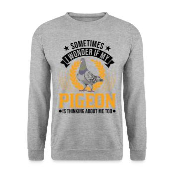 Pigeon Gift Pigeon Fancier City Pigeon Carrier Pigeon - Unisex Sweatshirt - salt & pepper - Front - Alina (178cm) & Michal (187cm)
