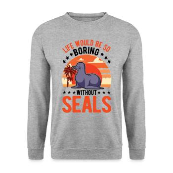Cadeau de phoque Phoque Lion de mer - Sweat-shirt Unisexe - gris chiné - Devant - Alina (178cm) & Michal (187cm)