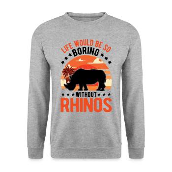 Rhinocéros Cadeau Rhino Rhinocéros - Sweat-shirt Unisexe - gris chiné - Devant - Alina (178cm) & Michal (187cm)