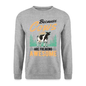 Cow Cattle breeder Farmer Farmer Cows - Unisex Sweatshirt - salt & pepper - Front - Alina (178cm) & Michal (187cm)