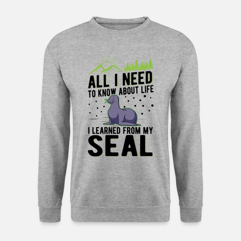 Robbe Geschenk Seehund Seelöwe - Unisex Pullover - Weißgrau meliert