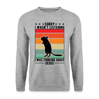 Degu Cadeau Arbuste Rat Forest Degu - Sweat-shirt Unisexe - gris chiné - Devant - Alina (178cm) & Michal (187cm)