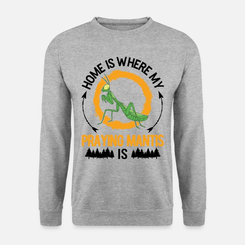 Gottesanbeterin Zuhause Mantis Fangschrecke - Unisex Pullover - Weißgrau meliert