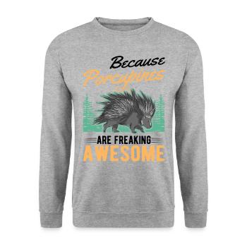 Porcupine Gift Porcupine - Unisex Sweatshirt - salt & pepper - Front - Alina (178cm) & Michal (187cm)