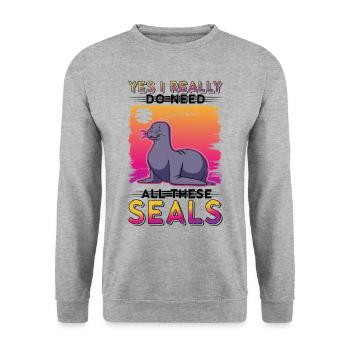 Cadeau de phoque Phoque Lion de mer - Sweat-shirt Unisexe - gris chiné - Devant - Alina (178cm) & Michal (187cm)