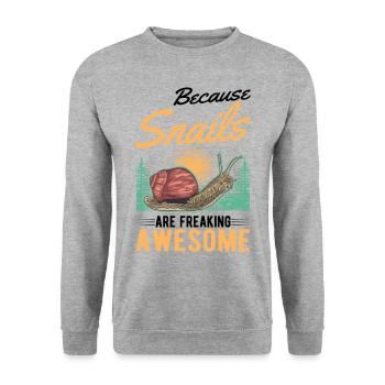 Parce que les escargots sont des escargots géniaux - Sweat-shirt Unisexe - gris chiné - Devant - Alina (178cm) & Michal (187cm)