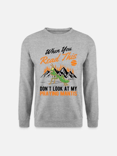 Gottesanbeterin Geschenk Mantis Fangschrecke - Unisex Pullover - Weißgrau meliert