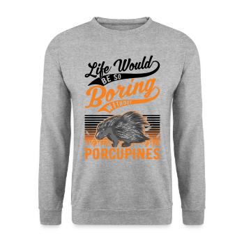 Porcupine Gift Porcupine - Unisex Sweatshirt - salt & pepper - Front - Alina (178cm) & Michal (187cm)
