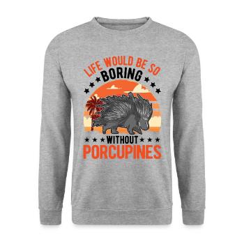 Porcupine Gift Porcupine - Unisex Sweatshirt - salt & pepper - Front - Alina (178cm) & Michal (187cm)