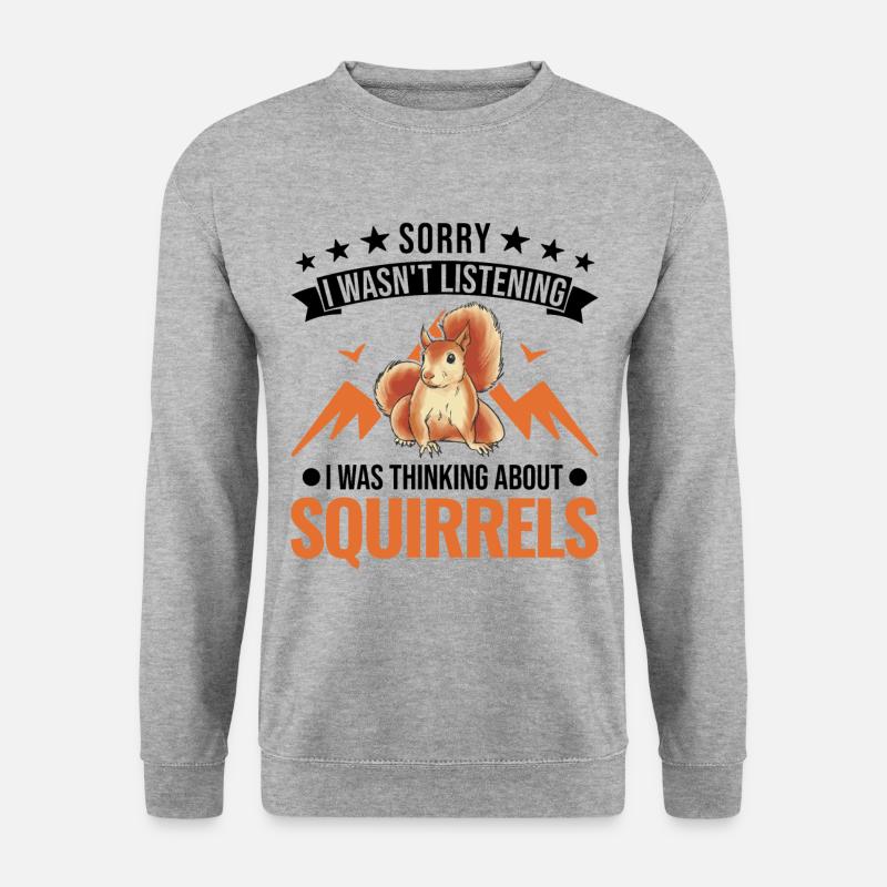 Eichhörnchen Geschenk Grauhörnchen Squirrel - Unisex Pullover - Weißgrau meliert