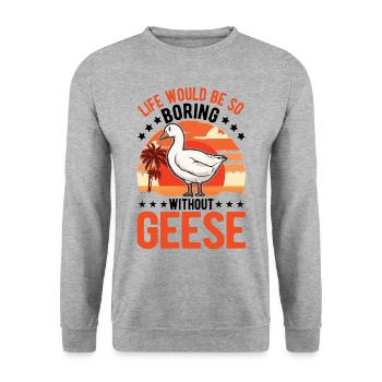 Gänse Geschenk Gänseliebhaber Gänsezüchter - Unisex Pullover - Weißgrau meliert - Vorne - Alina (178cm) & Michal (187cm)
