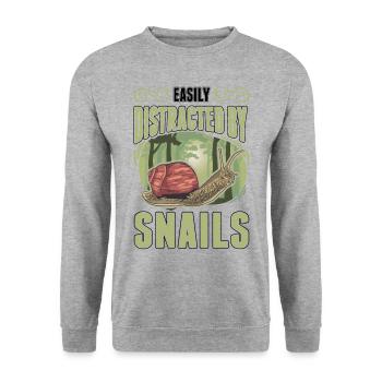 Easily distracted by Snails Snail - Unisex Sweatshirt - salt & pepper - Front - Alina (178cm) & Michal (187cm)
