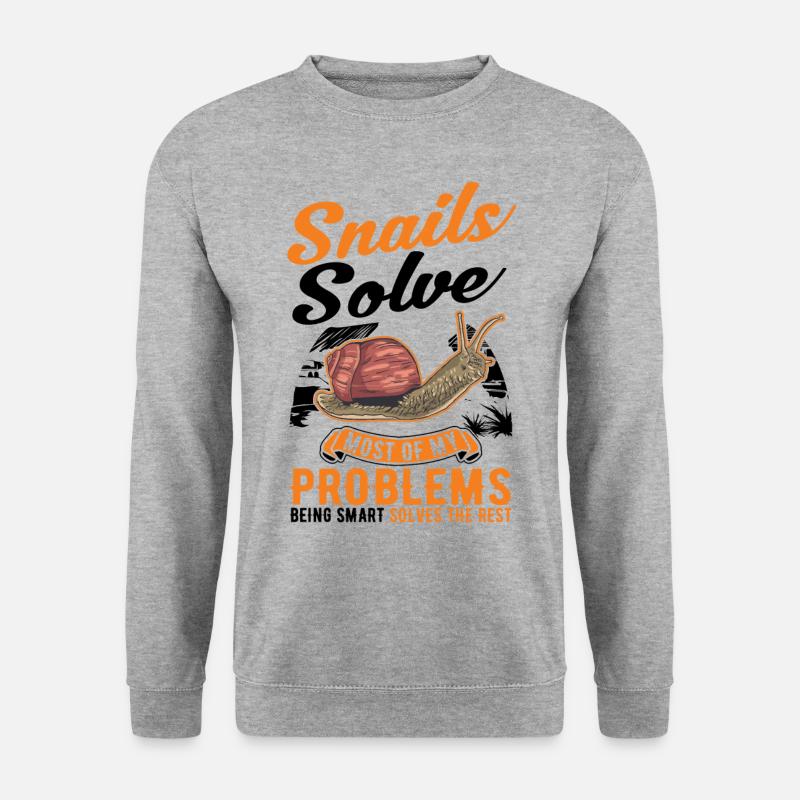Schnecke Geschenk Weinbergschnecke - Unisex Pullover - Weißgrau meliert