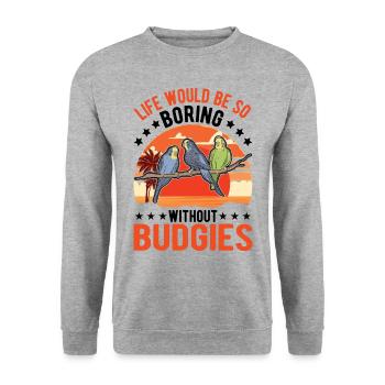 Budgerigar Gift Welli cockatiel - Unisex Sweatshirt - salt & pepper - Front - Alina (178cm) & Michal (187cm)