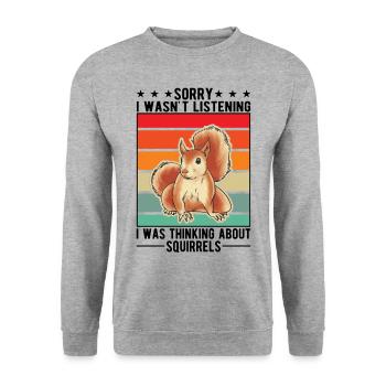 Eichhörnchen Geschenk Grauhörnchen Squirrel - Unisex Pullover - Weißgrau meliert - Vorne - Alina (178cm) & Michal (187cm)
