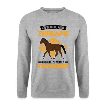 Trakehner Therapie Trakehner Pferd - Unisex Pullover - Weißgrau meliert - Vorne - Alina (178cm) & Michal (187cm)