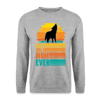 Best Wolf Mom Ever Wolf Mama - Unisex Pullover - Weißgrau meliert - Vorne - Alina (178cm) & Michal (187cm)
