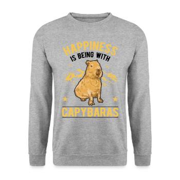 Capybara Lucky Capibara - Unisex Sweatshirt - salt & pepper - Front - Alina (178cm) & Michal (187cm)