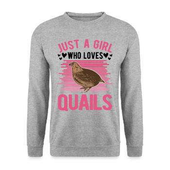 Juste une fille qui aime les cailles Cailles Quail Girl - Sweat-shirt Unisexe - gris chiné - Devant - Alina (178cm) & Michal (187cm)