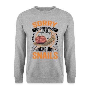 Snail Gift Vineyard Snail - Unisex Sweatshirt - salt & pepper - Front - Alina (178cm) & Michal (187cm)
