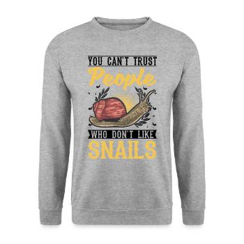 Escargot Cadeau Vignoble Escargot - Sweat-shirt Unisexe - gris chiné - Devant - Alina (178cm) & Michal (187cm)