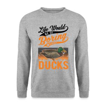 Amoureux du canard cadeau éleveur de canard - Sweat-shirt Unisexe - gris chiné - Devant - Alina (178cm) & Michal (187cm)
