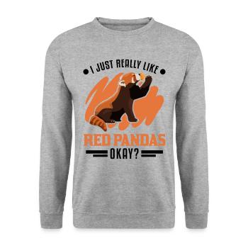 J’aime vraiment Red Pandas Roter Panda - Sweat-shirt Unisexe - gris chiné - Devant - Alina (178cm) & Michal (187cm)